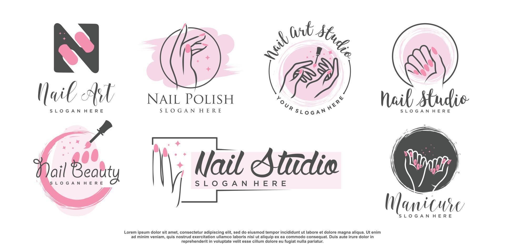 diseño de logotipo de uñas para vector premium de belleza y moda