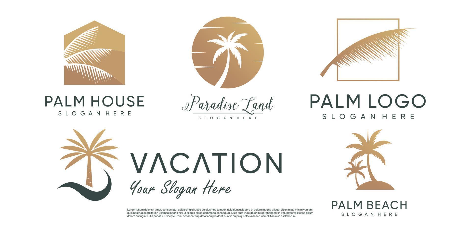 Palm logo design collection with creative element concept idea vector