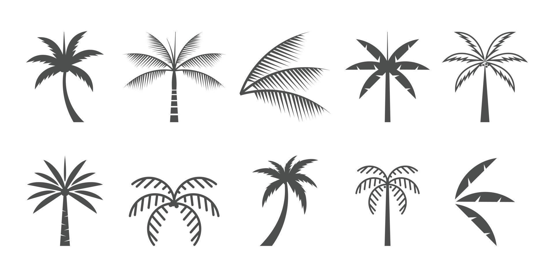 conjunto de vector de icono de logotipo de palma con elemento creativo