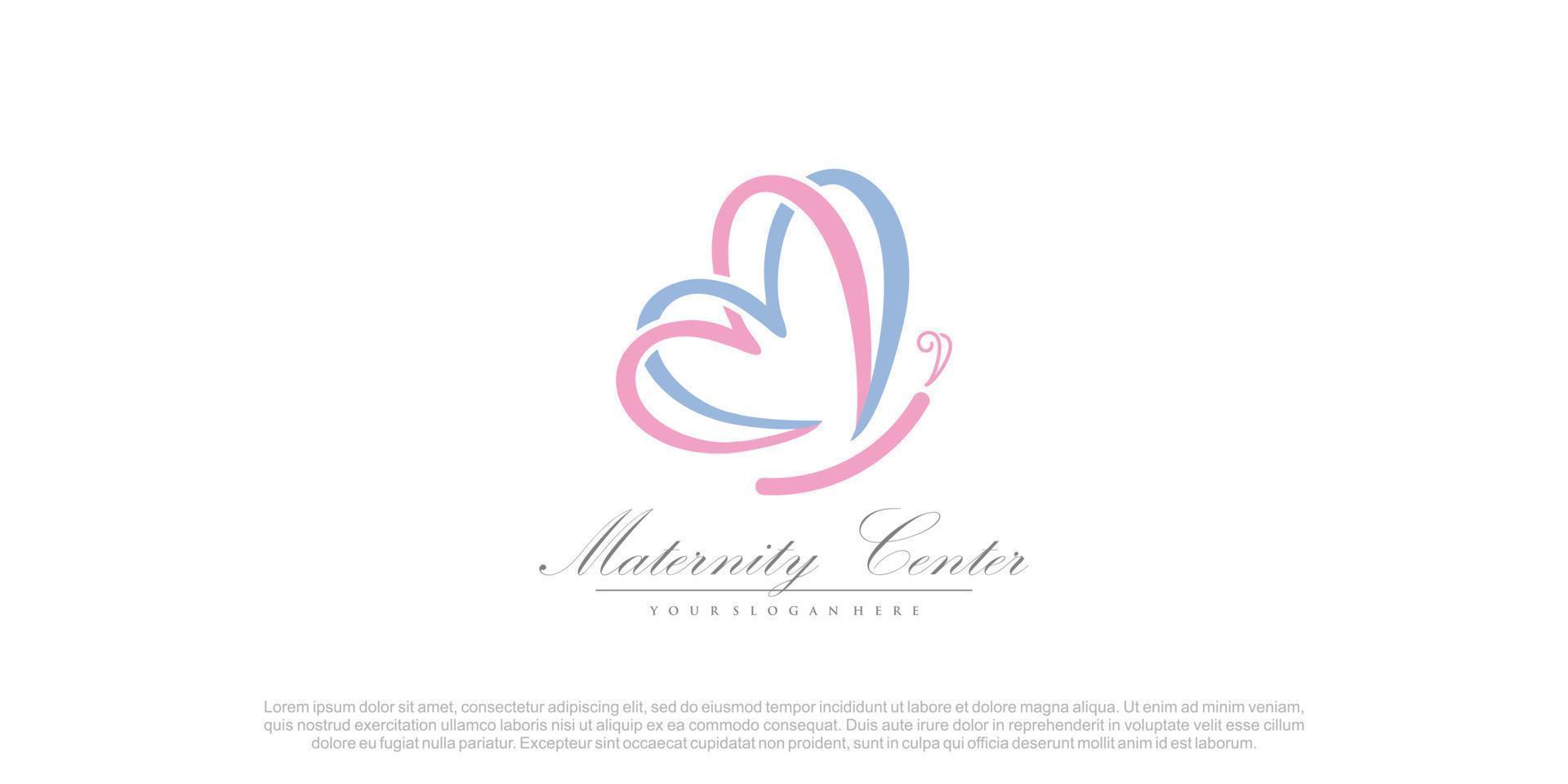 Butterfly logo design vector for maternity style with creative unique concept