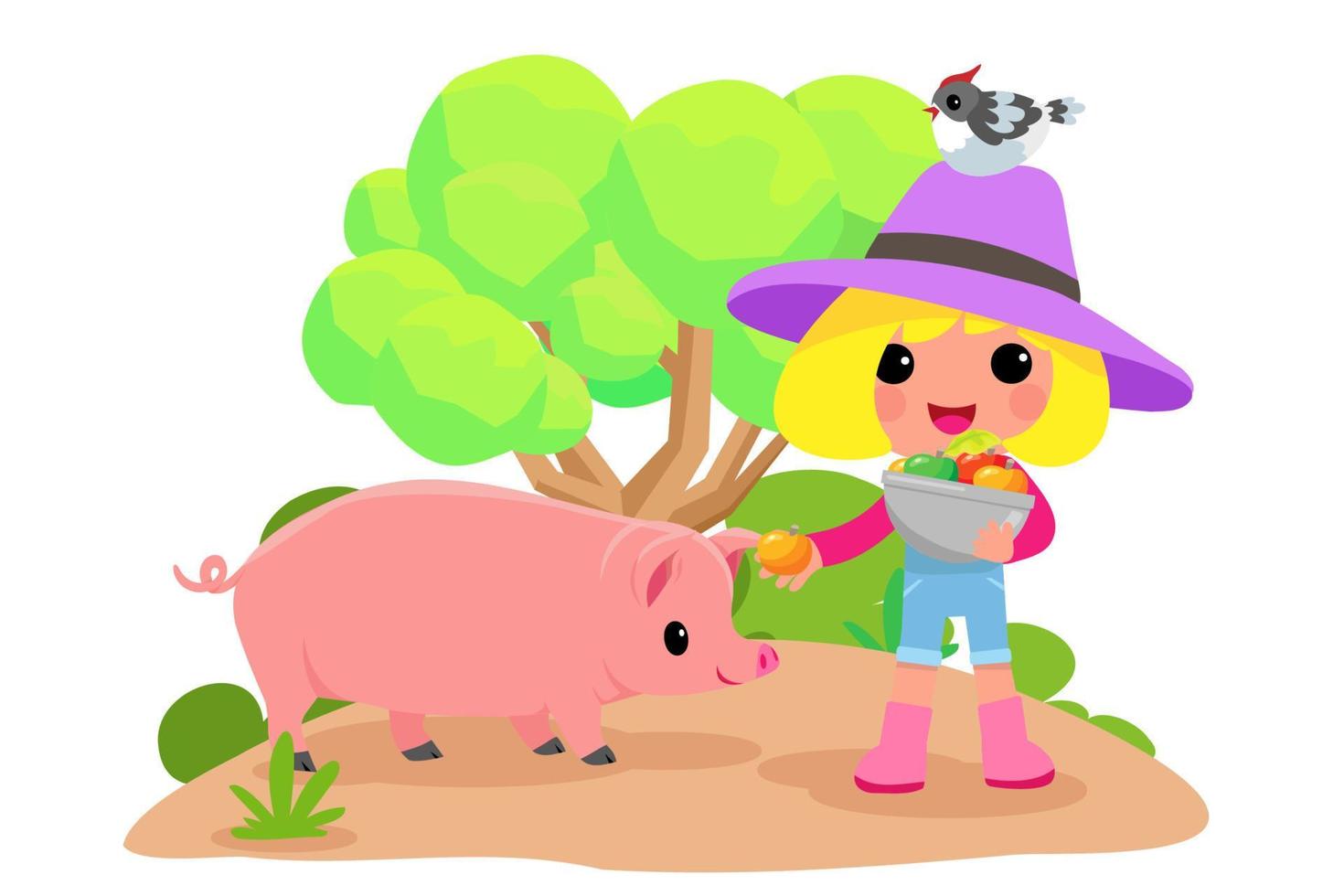 Cute animals in ranch, Farm and agriculture. illustrations of village life and objects Design for banner, layout, annual report, web, flyer, brochure, ad. vector