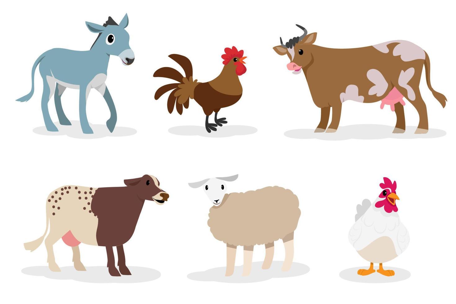 Cute animals in ranch, Farm and agriculture. illustrations of village life and objects Design for banner, layout, annual report, web, flyer, brochure, ad. vector