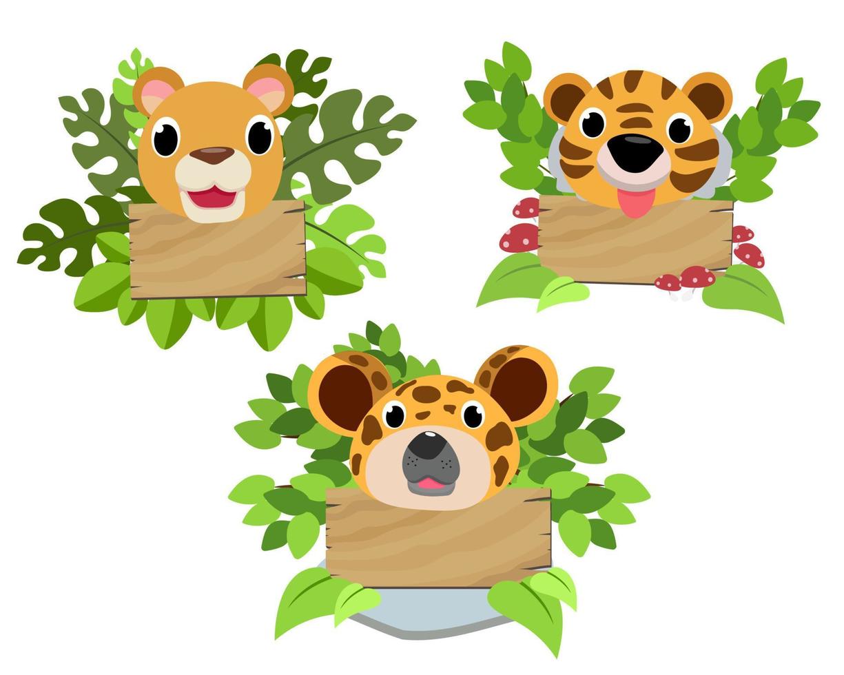 lindos animales en el zoológico, pancartas y pancartas en el diseño de zoológicos para pancarta, diseño, informe anual, web, volante, folleto, anuncio. vector