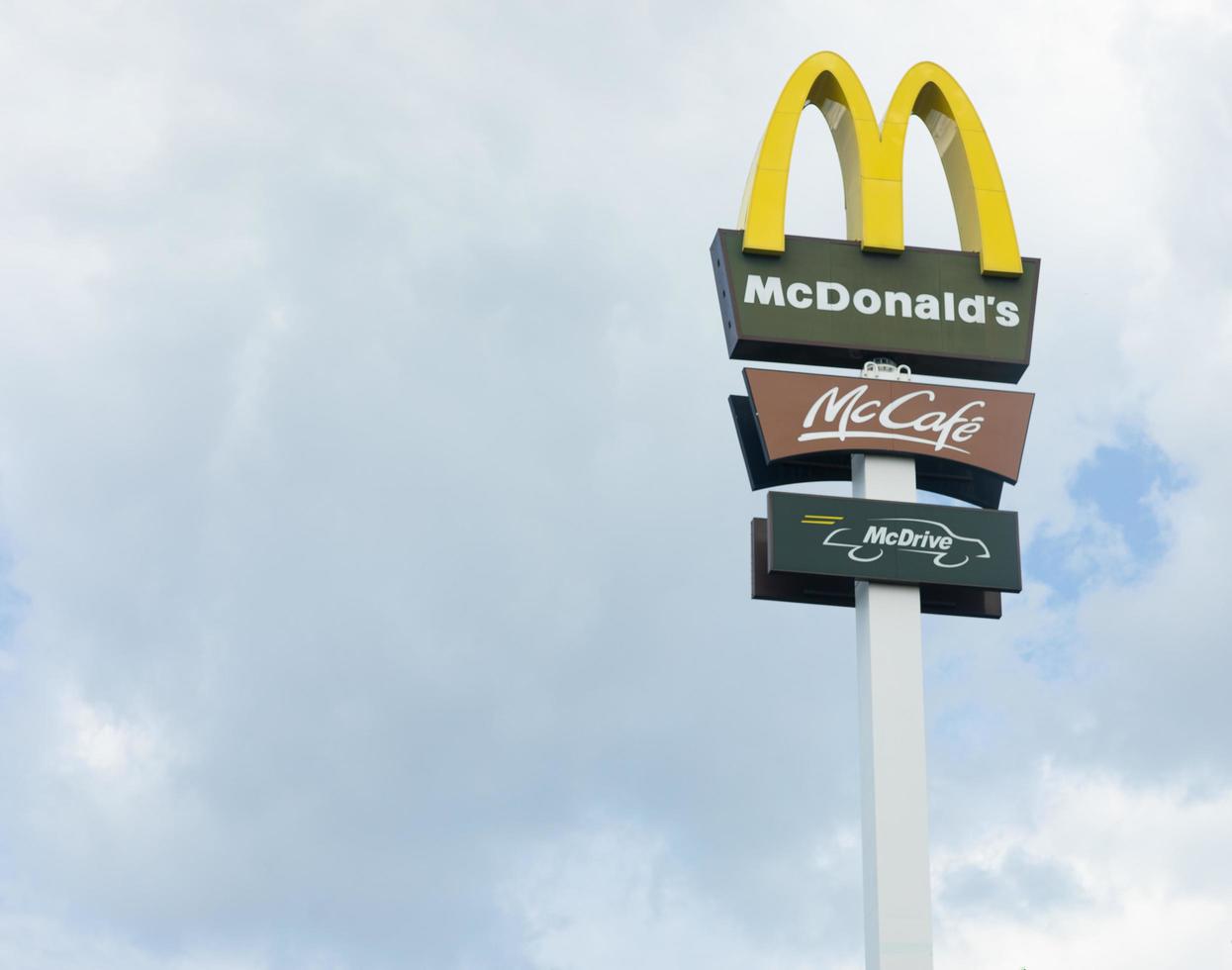 Logo Mcdonalds Mccafe and Mcdrive. Warsaw. Poland. 21.05.2021 photo