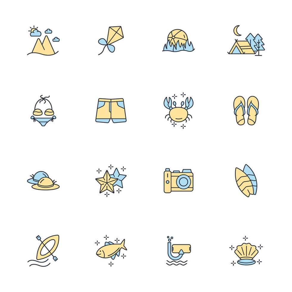 summer vacation icons set . summer vacation pack symbol vector elements for infographic web