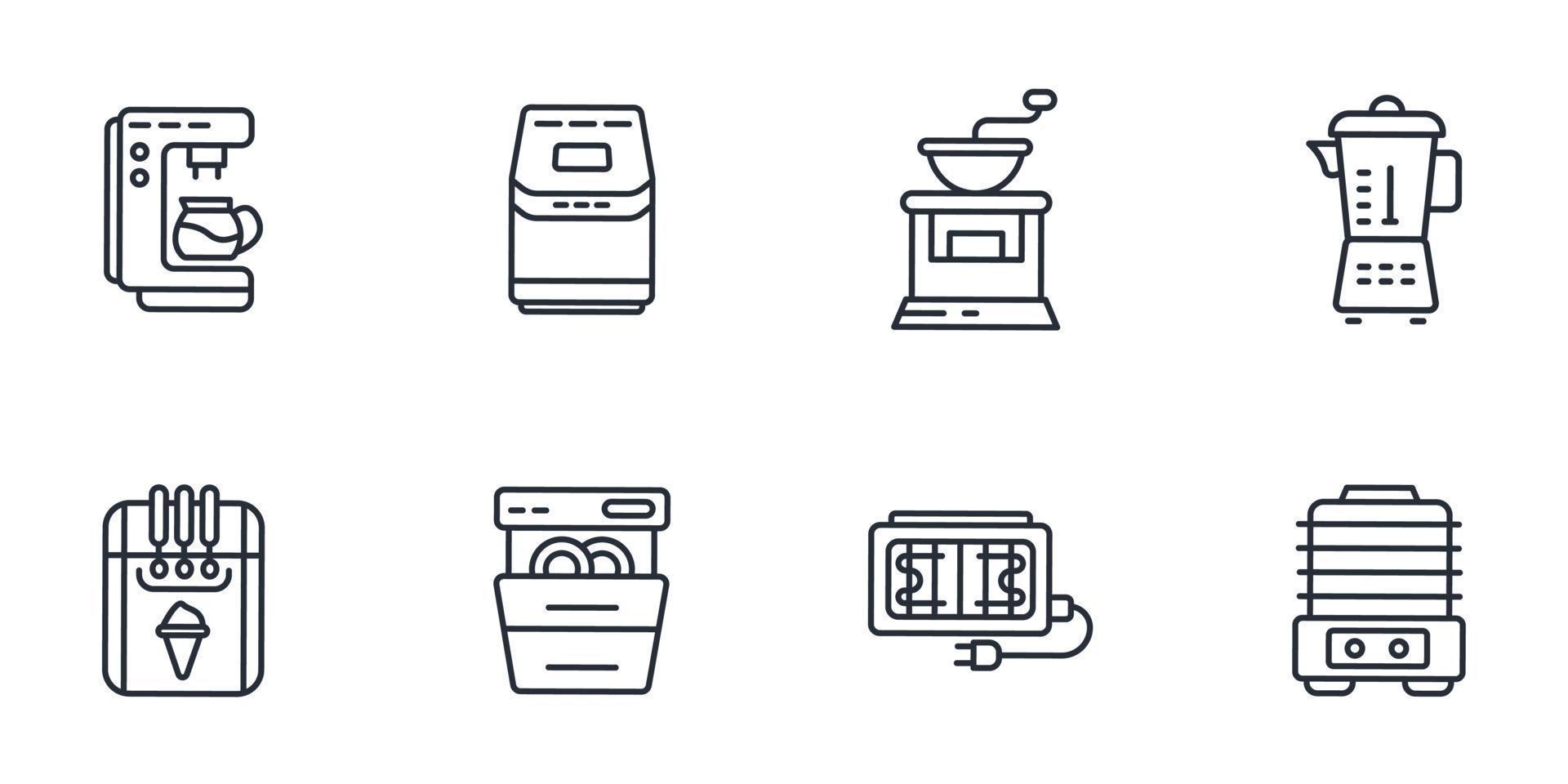 electrodomésticos de cocina iconos símbolo elementos vectoriales para infografía web vector