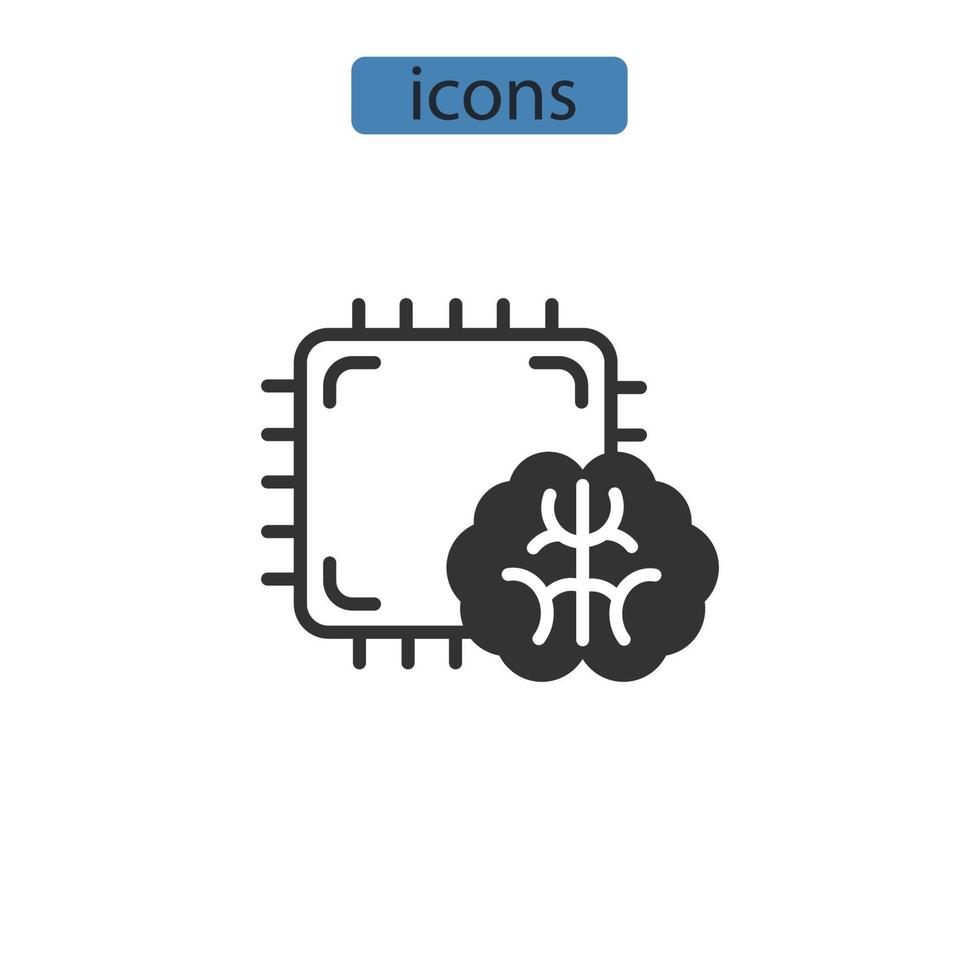 iconos de inteligencia artificial simbolizan elementos vectoriales para la web infográfica vector