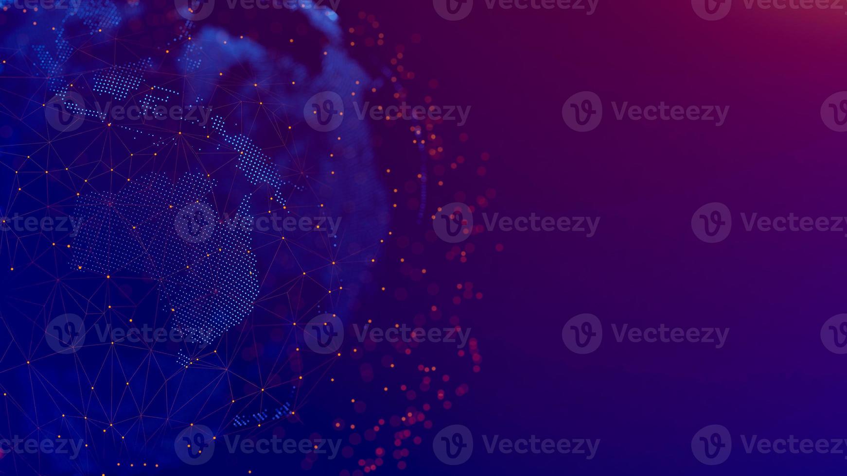 Dotted earth with a digital communication line. Global network connection around the globe. photo