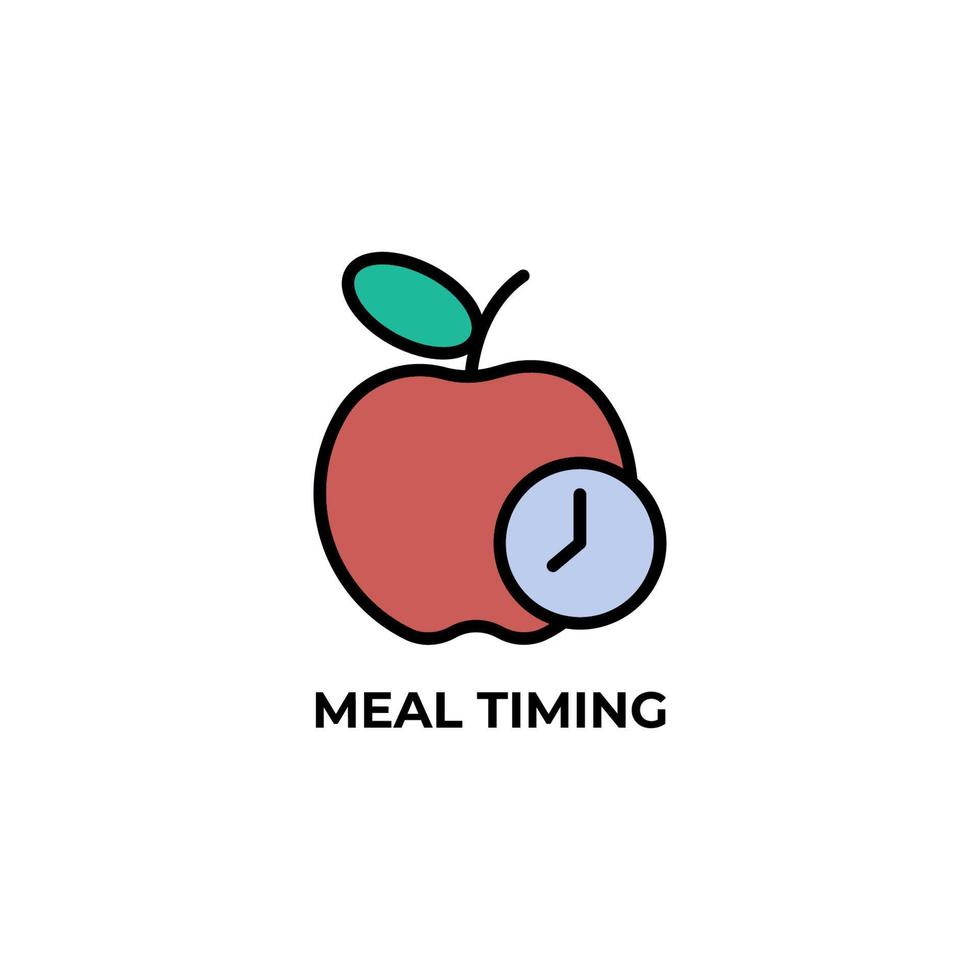 icono de vector de tiempo de comida. Ilustración de vector de diseño plano colorido. gráficos vectoriales