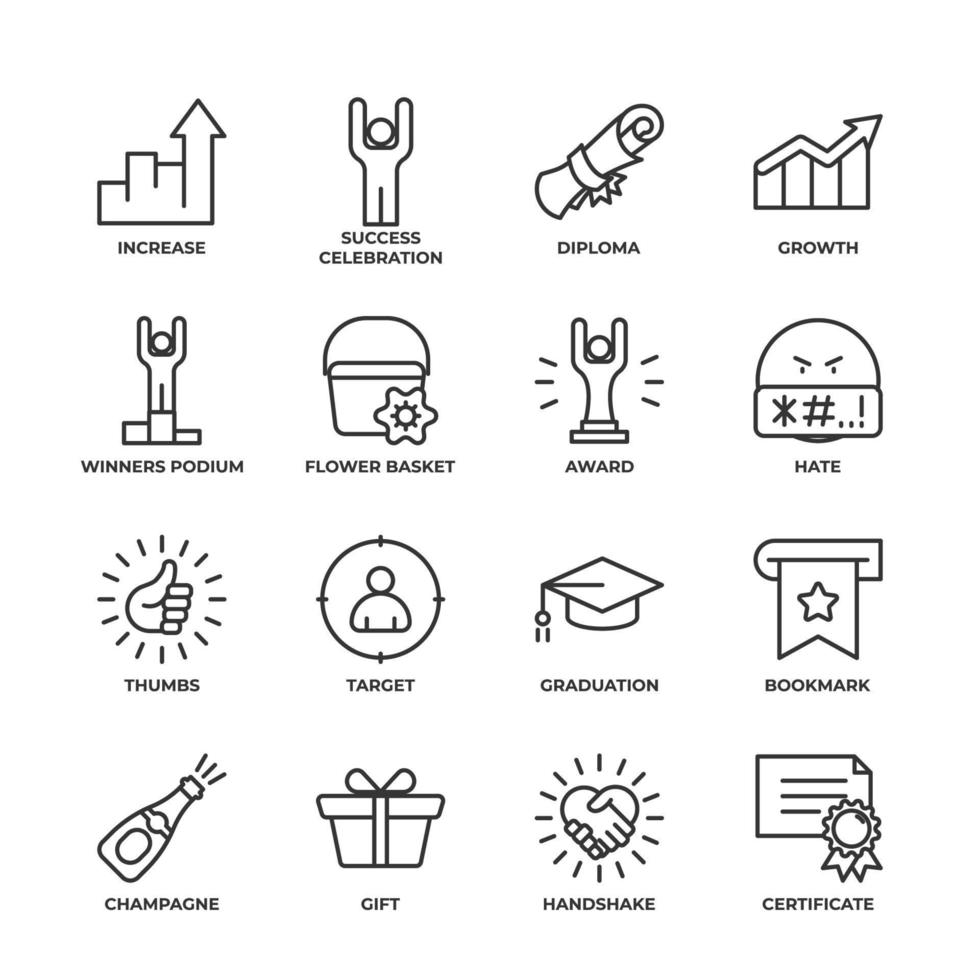 Success set icon, isolated Success set sign icon, icon color editable. vector illustration