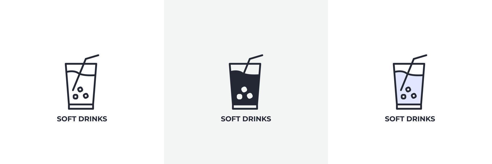 icono de refrescos. línea, contorno sólido y relleno versión en color, contorno y signo de vector relleno. símbolo de idea, ilustración de logotipo. gráficos vectoriales