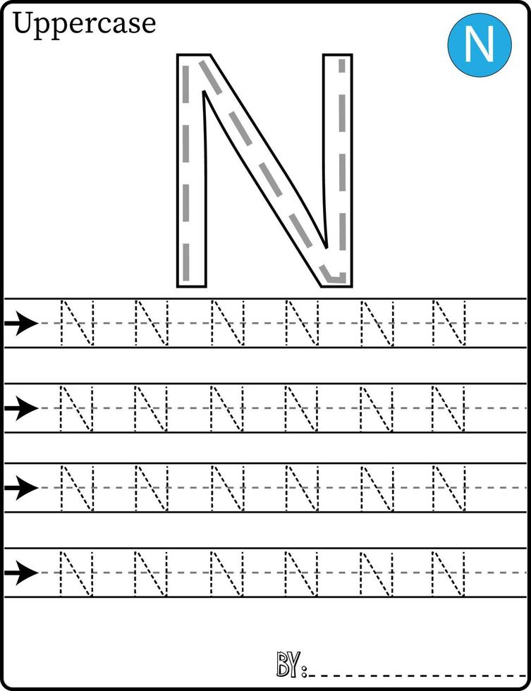 ALPHABET TRACING LETTERS STEP BY STEP A-Z Write the letter Alphabet Writing lesson for children vector