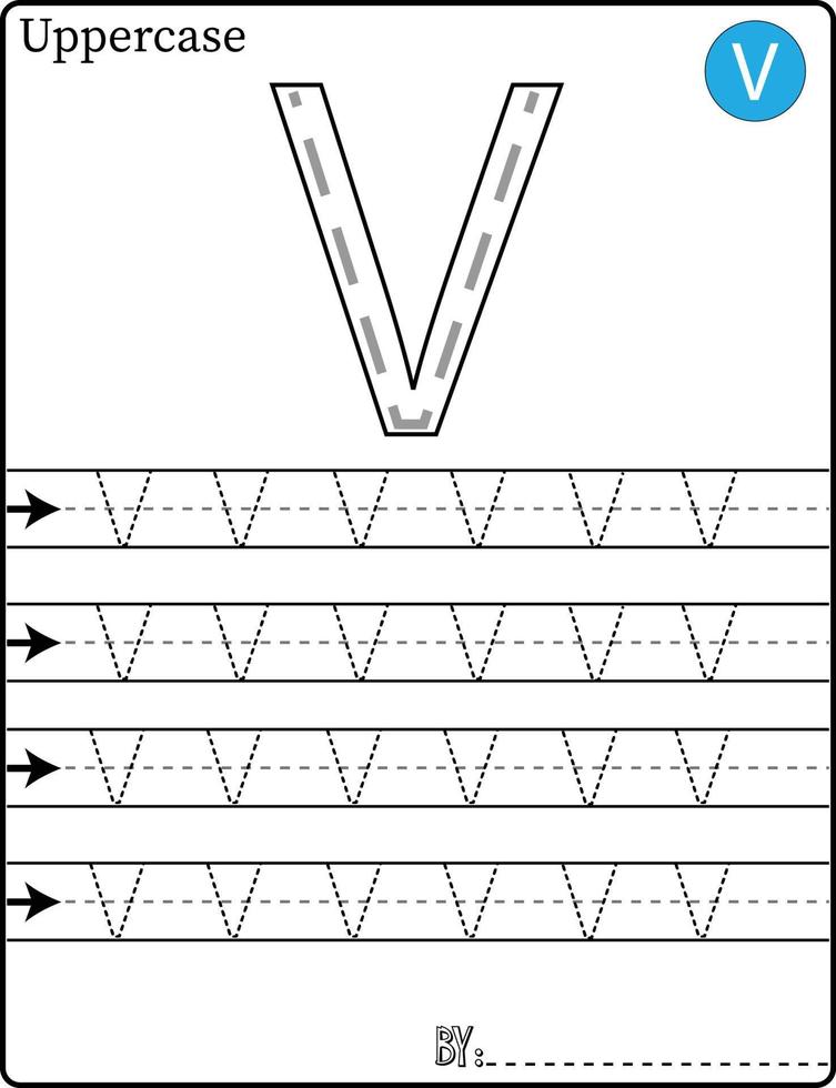 ALPHABET TRACING LETTERS STEP BY STEP A-Z Write the letter Alphabet Writing lesson for children vector