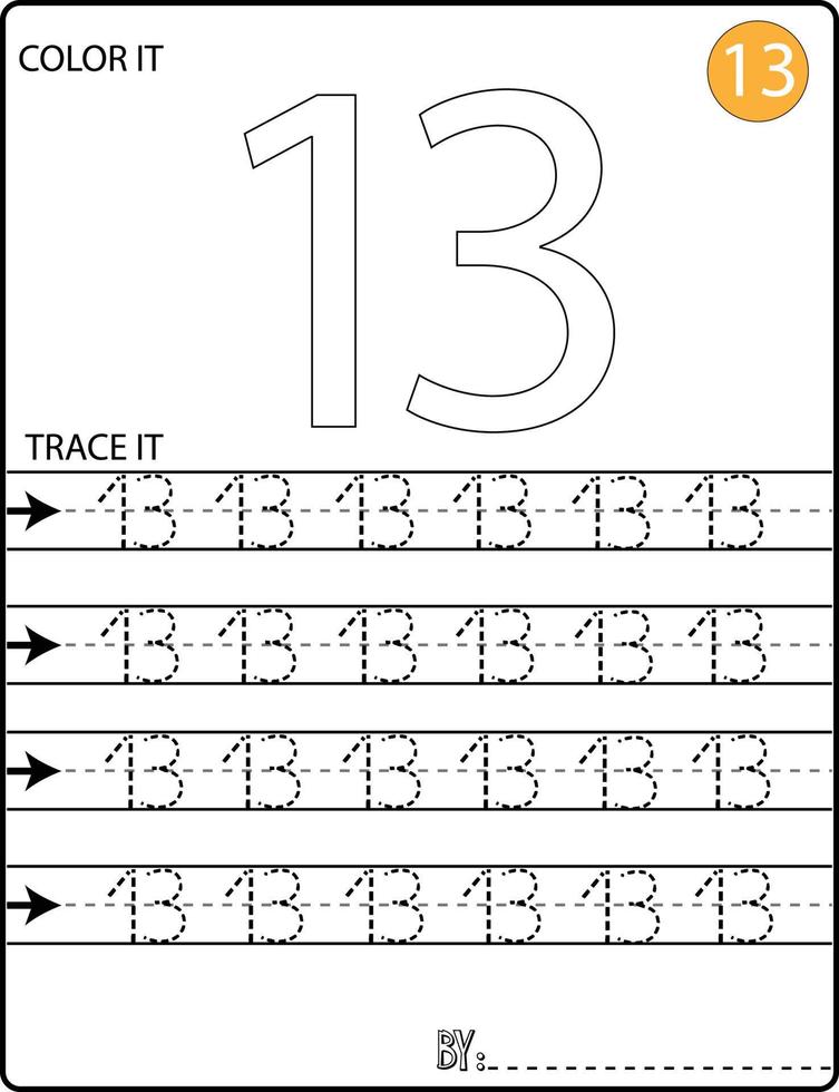 Handwriting Numbers tracing pages for writing numbers Learning numbers, Numbers tracing worksheet for kindergarten vector