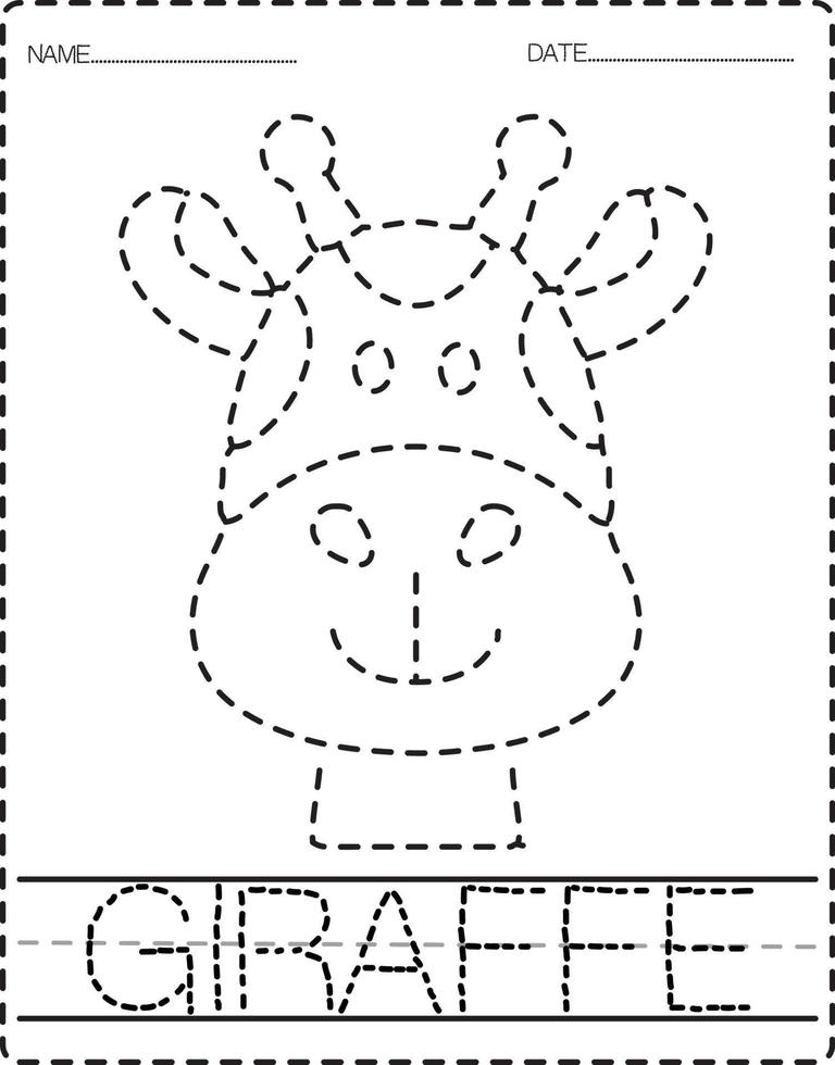 Animal Tracing Book with Example. Preschool worksheet for practicing