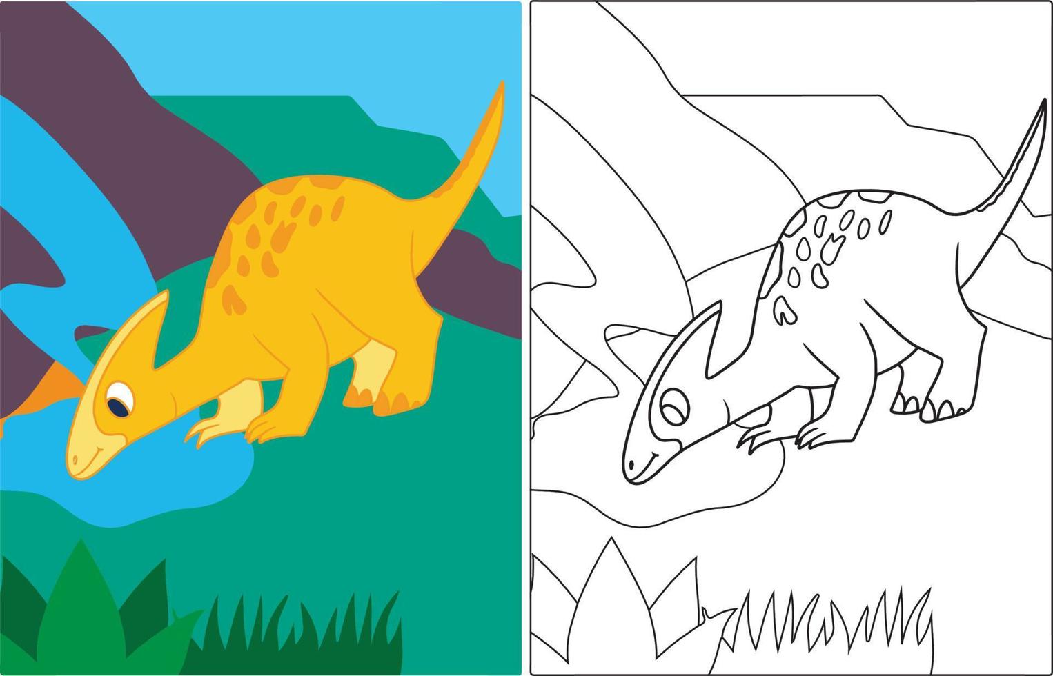 Libro de páginas para colorear de dinosaurios para niños. vector