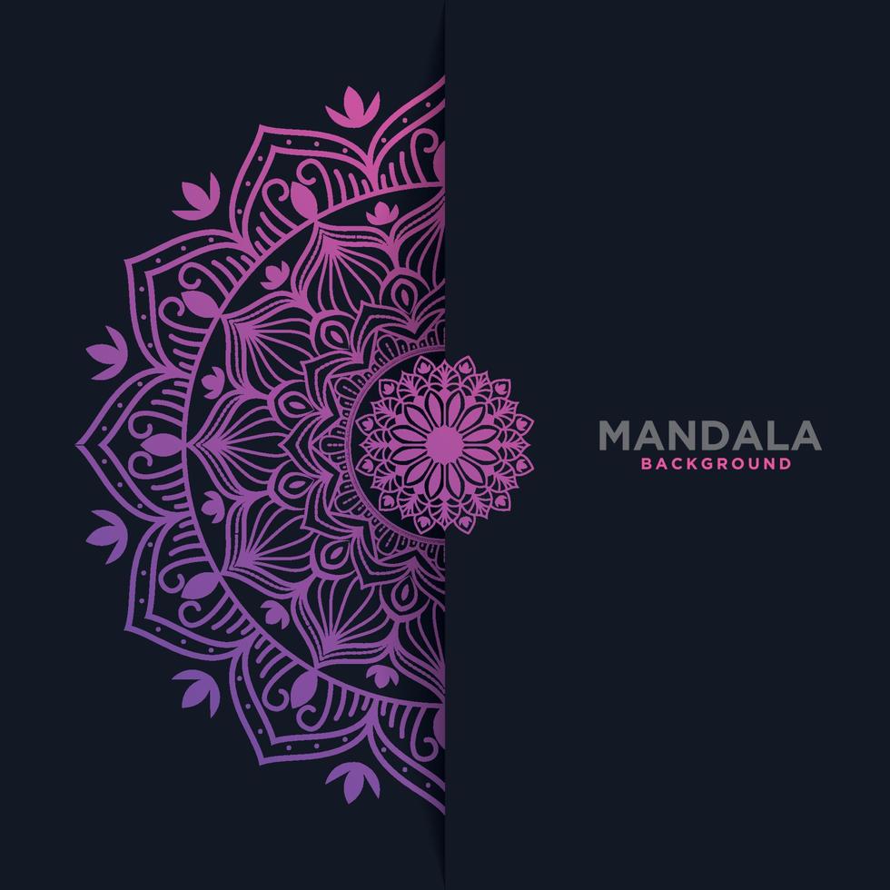Seamless oriental arabesque pattern. Laced decorative floral pattern with circular ornament, gradient mandala on black background. Mosaic tiles boho, ethnic design in vector, Indian or Arabic motifs. vector