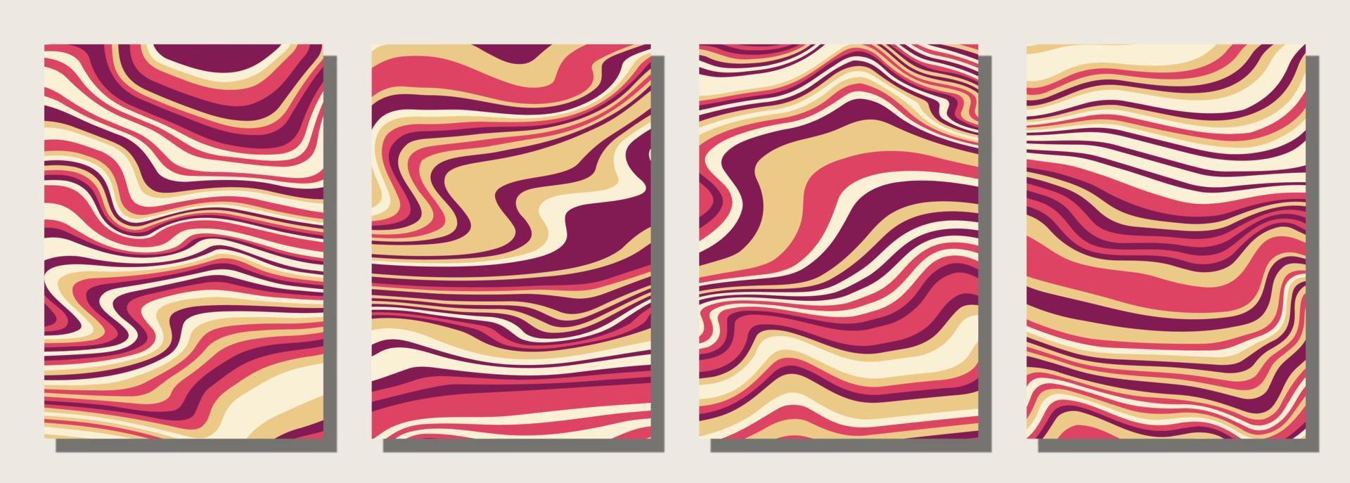 Abstract psychedelic groovy set background. vector