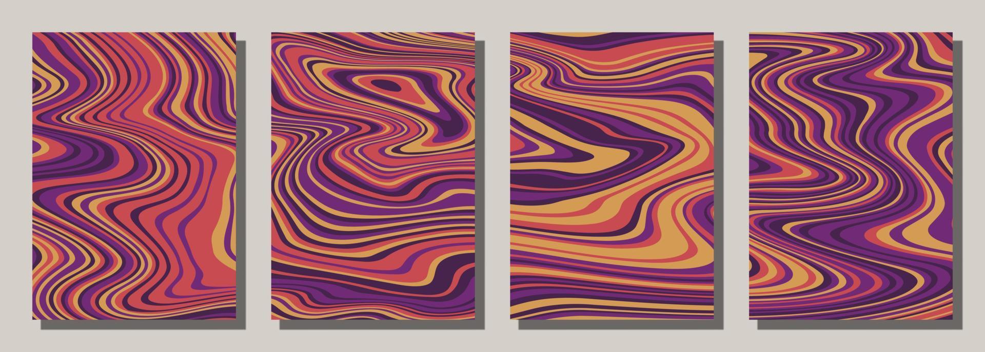 Abstract psychedelic groovy set background. vector