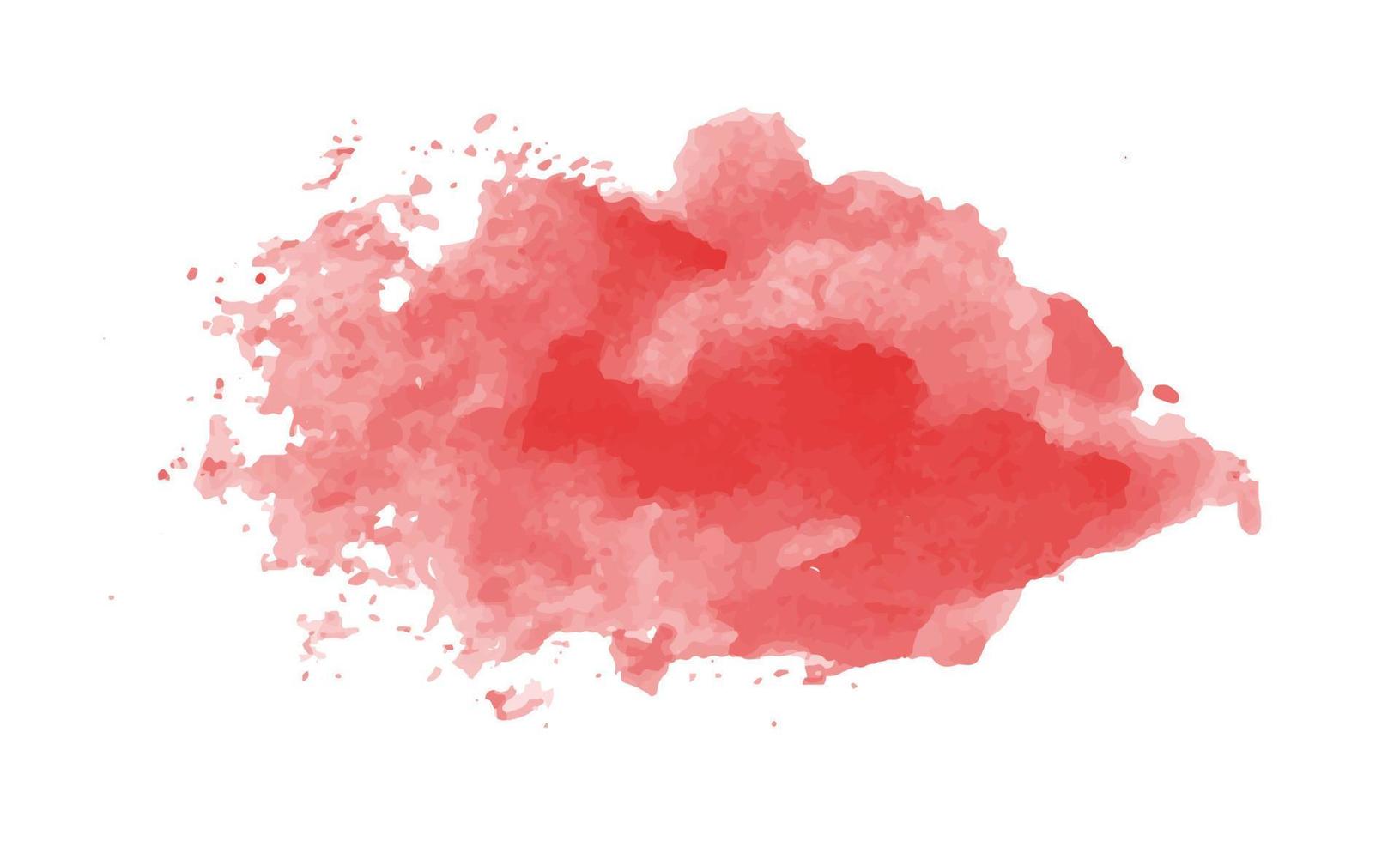 Abstract modern hand-painted design with watercolor blotch brushstroke of pink red cloud, isolated on white background. vector used as decorative design card, banner, poster, cover, brochure