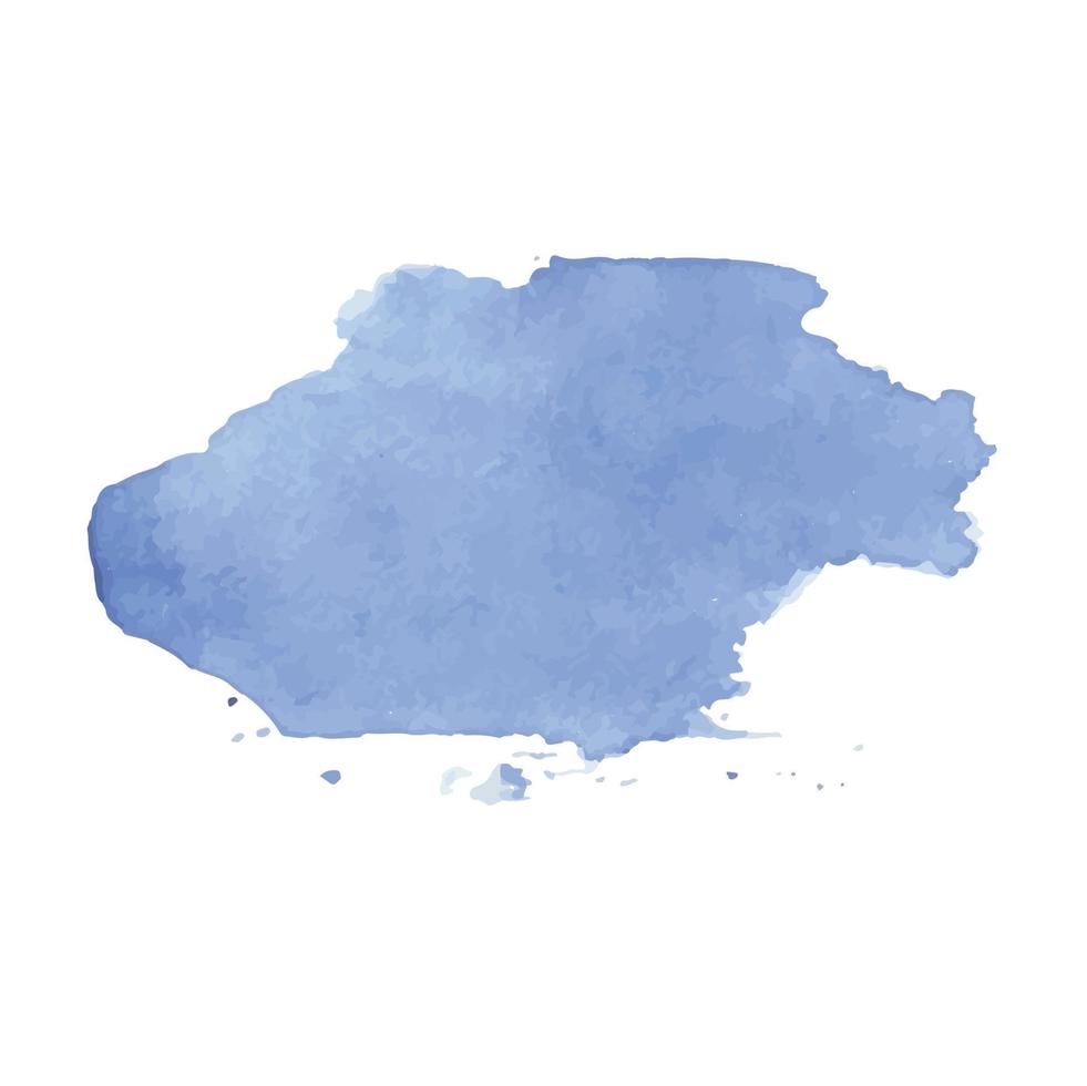diseño abstracto moderno pintado a mano con pincelada de mancha de acuarela de nube azul, aislado sobre fondo blanco. vector utilizado como tarjeta de diseño decorativo, pancarta, afiche, portada, folleto, arte mural