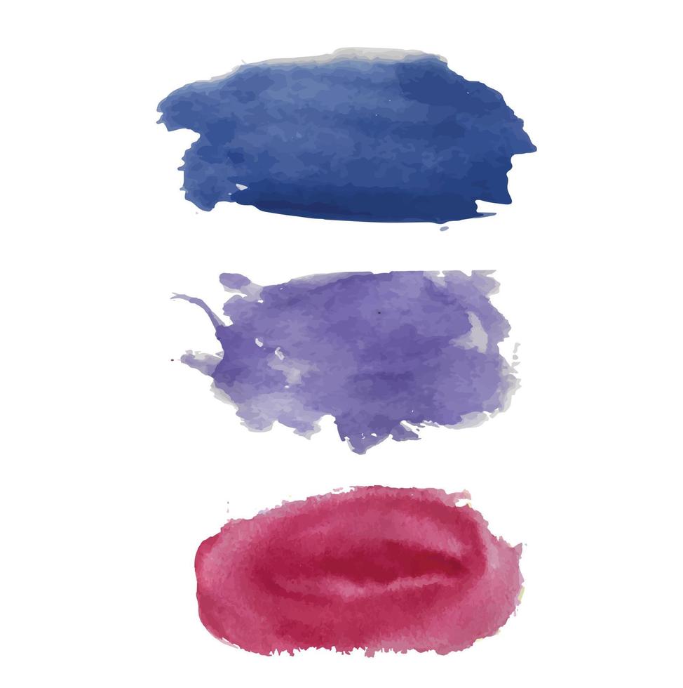 Abstract modern hand-painted design with watercolor blotch label brushstroke blue, pink, purple cloud, isolated on white. vector used as decorative design card, banner, poster, cover, brochure