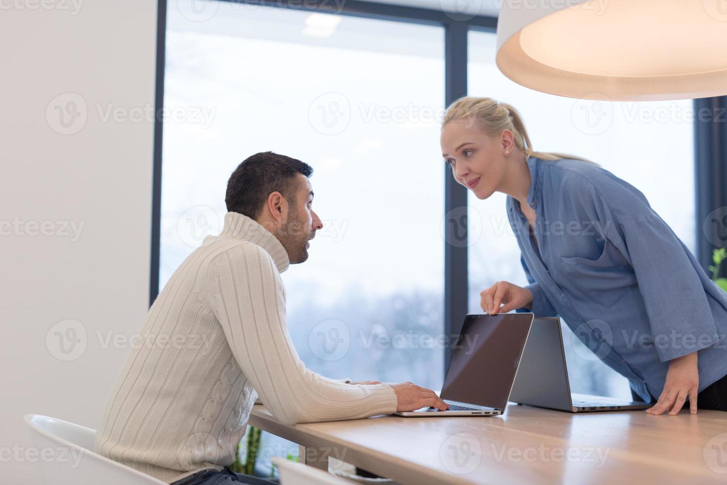 Startup Business Team At A Meeting at modern office building photo