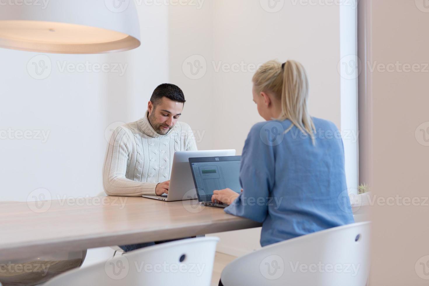 Startup Business Team At A Meeting at modern office building photo
