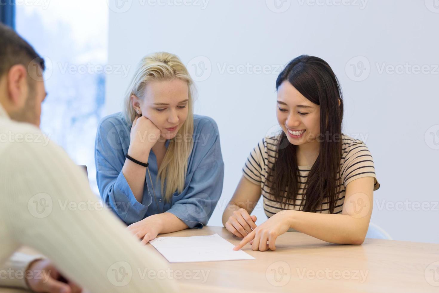 Startup Business Team At A Meeting at modern office building photo