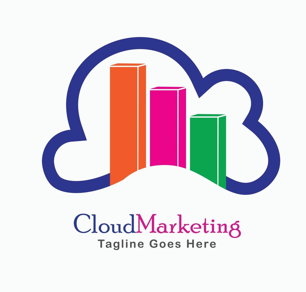cloud marketing logo marketing logo database chart graph web hosting  vector illustration