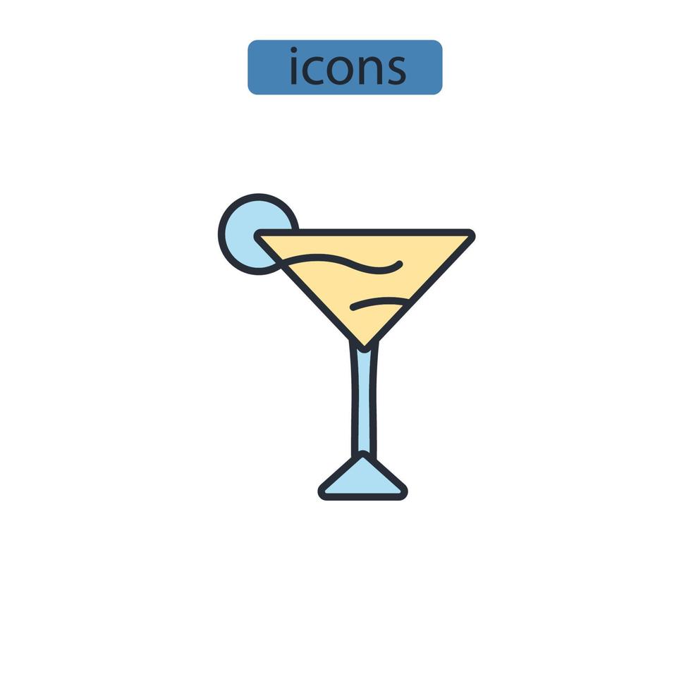 cóctel iconos símbolo vector elementos para infografía web