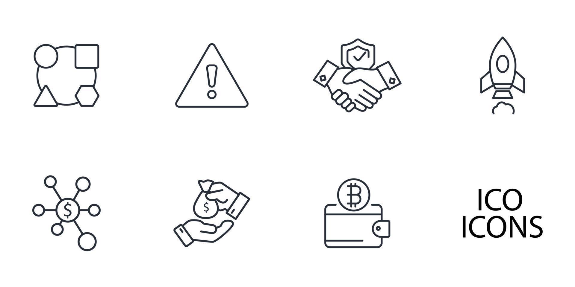 Initial Coin Offering  icons set . Initial Coin Offering  pack symbol vector elements for infographic web