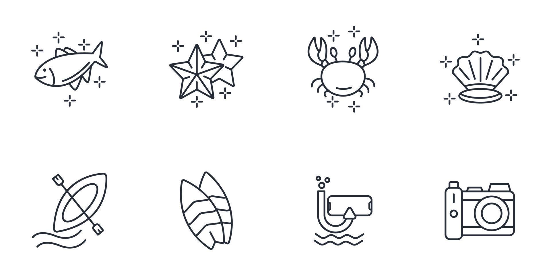 conjunto de iconos de vacaciones de verano. elementos de vector de símbolo de paquete de vacaciones de verano para web de infografía