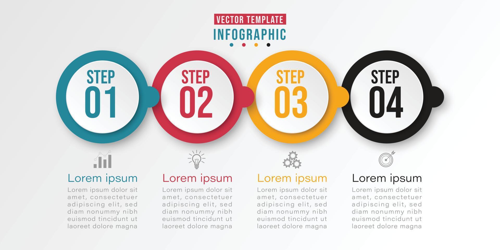 elemento de diseño infográfico de línea de tiempo y opciones de número. concepto de negocio con 4 pasos. se puede utilizar para diseño de flujo de trabajo, diagrama, plantilla de negocio vectorial para presentación. vector