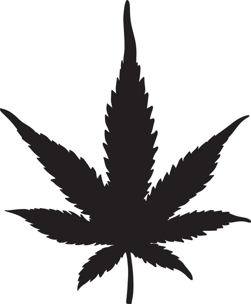 Black cannabis leaf. Silhouette of cannabis vector