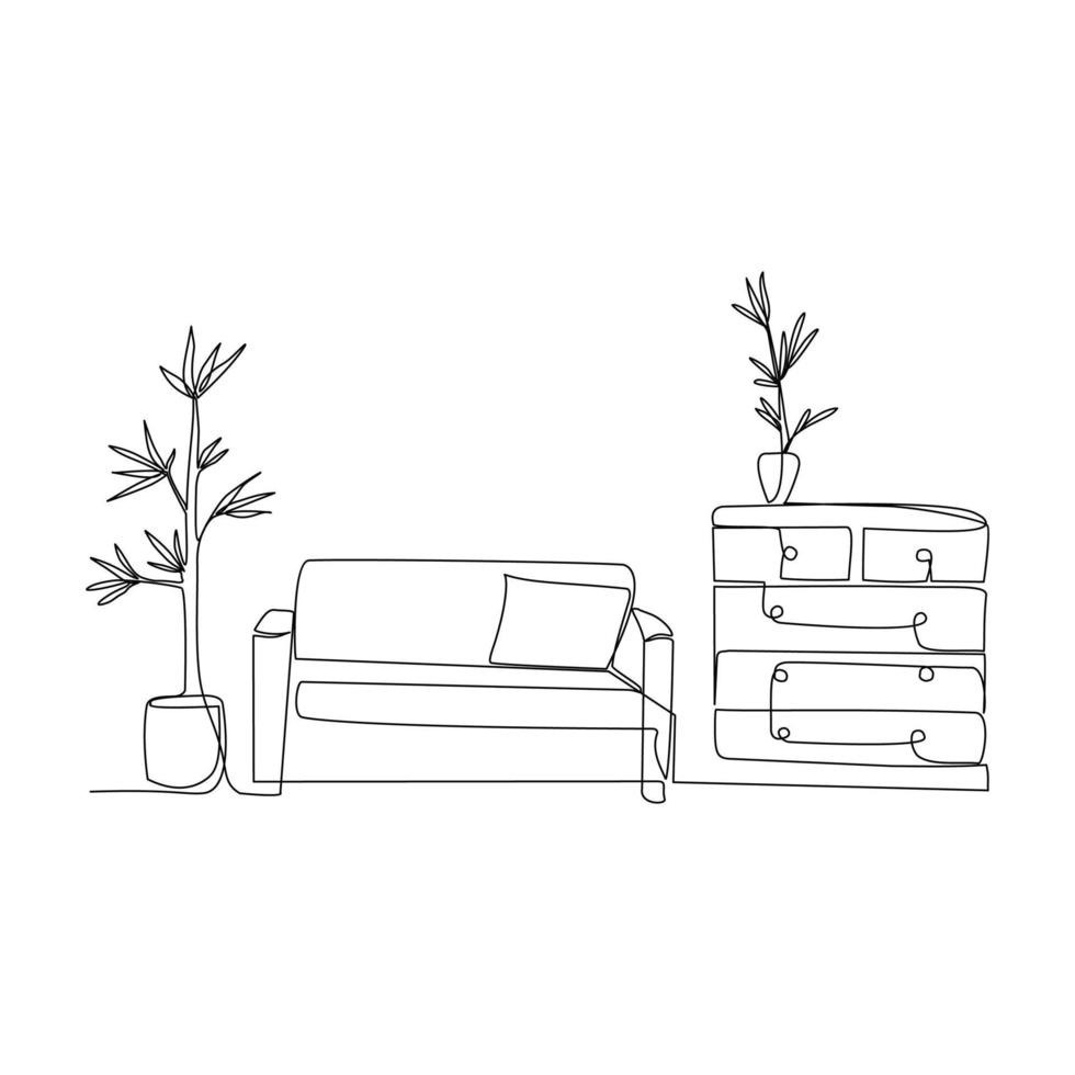 Interior vector illustration drawn in line art style