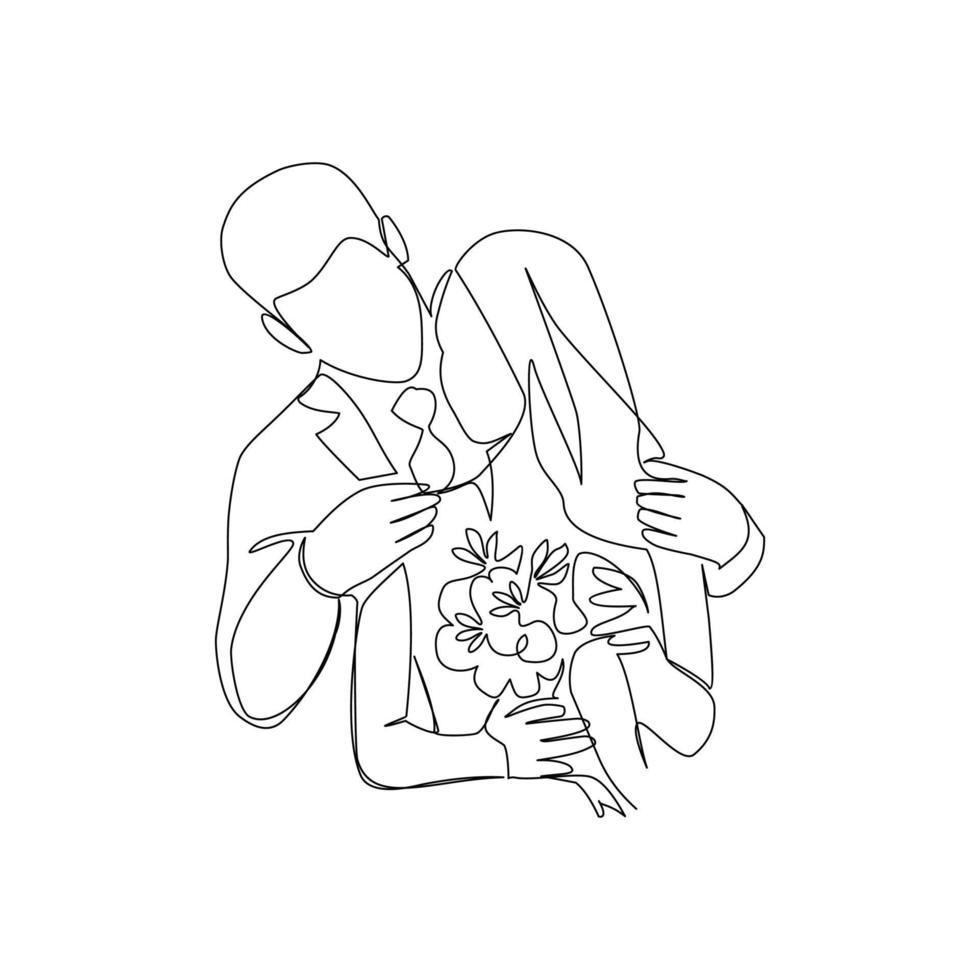 ilustración vectorial de una pareja enamorada dibujada en estilo de arte lineal vector