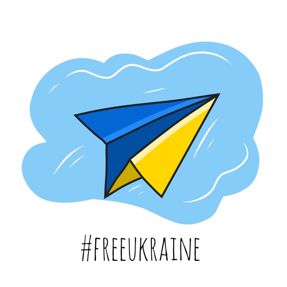 ilustración vectorial de un avión volando en el cielo con la campaña de ucrania ilustración vectorial de un avión volando en el cielo con la campaña de ucrania vector