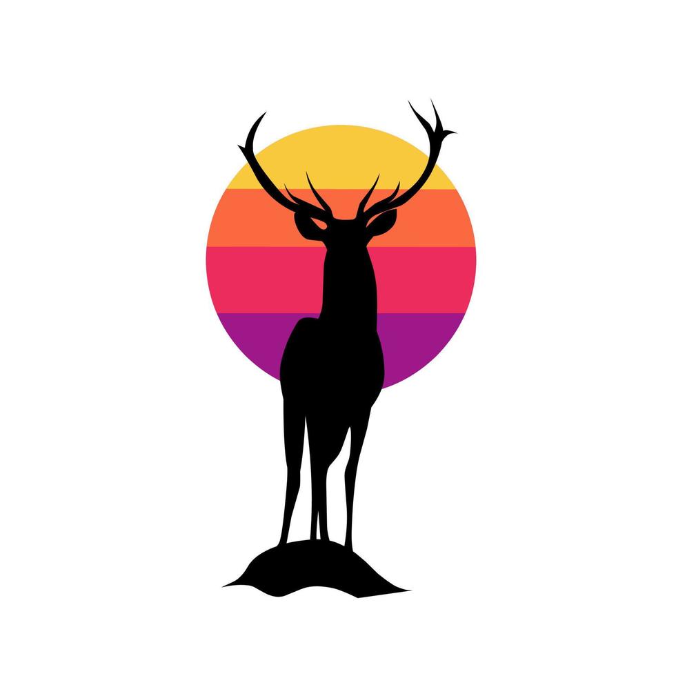 illustration vector of deer in sunset perfect for print,etc.