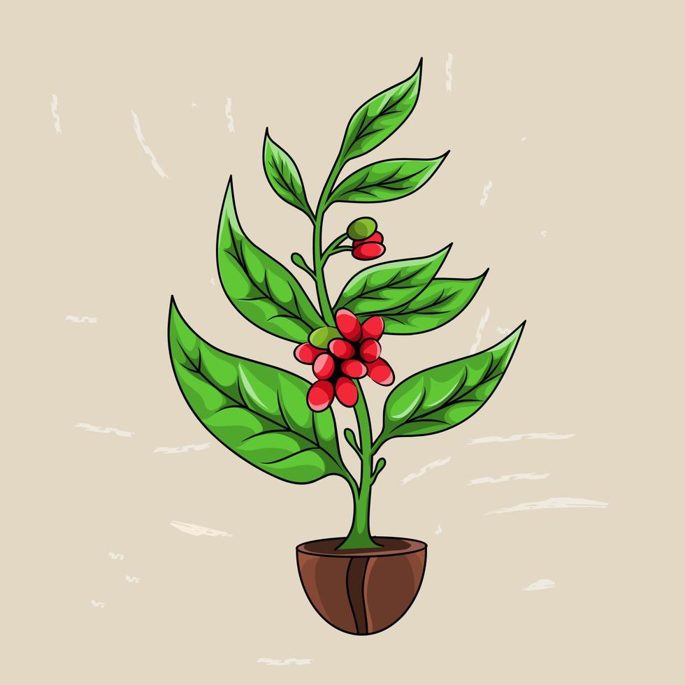 illustration vector of coffee tree perfect for print,poster,etc
