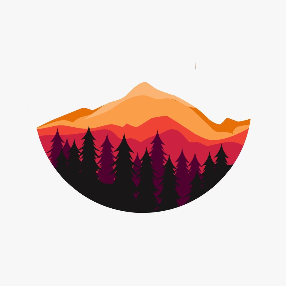 vector de ilustración de bosque y montaña perfecto para imprimir