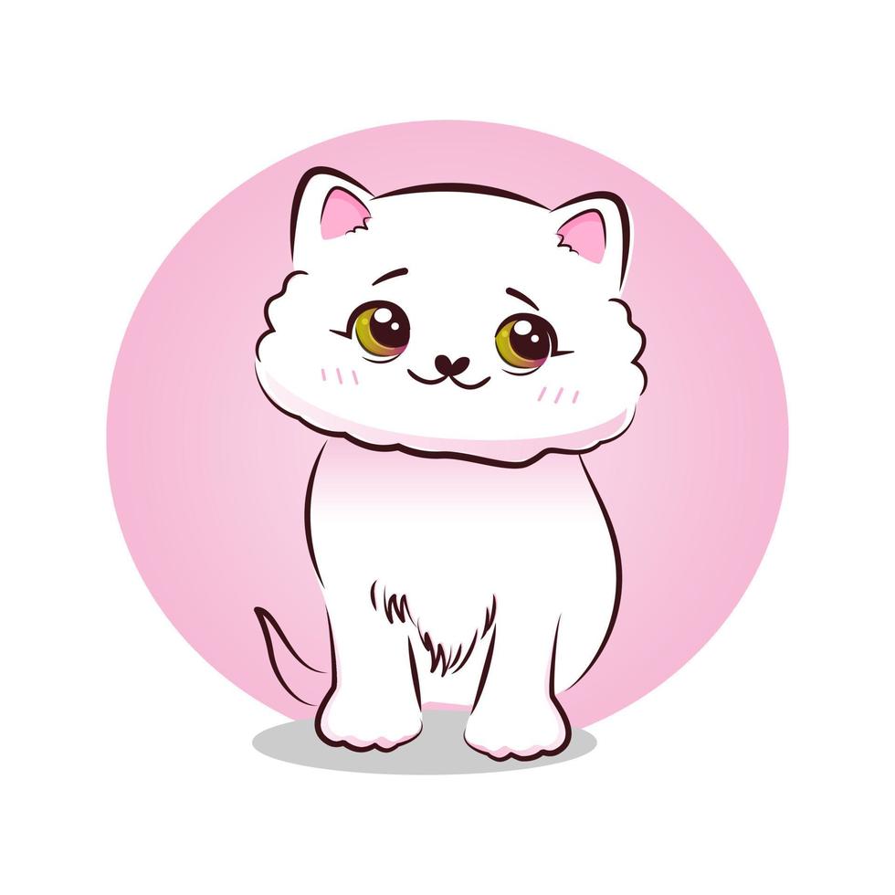 lindo gatito rosa dulce en estilo de dibujos animados. vector. vector