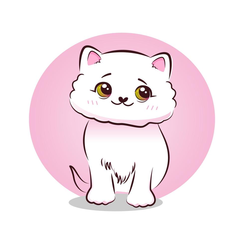 Cute sweet pink kitty in cartoon style. Vector. vector