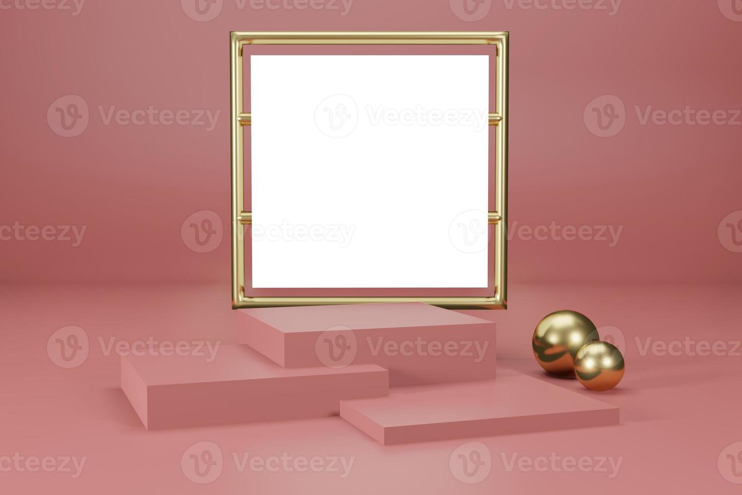 3d rendering empty template podium mockup for product placement photo