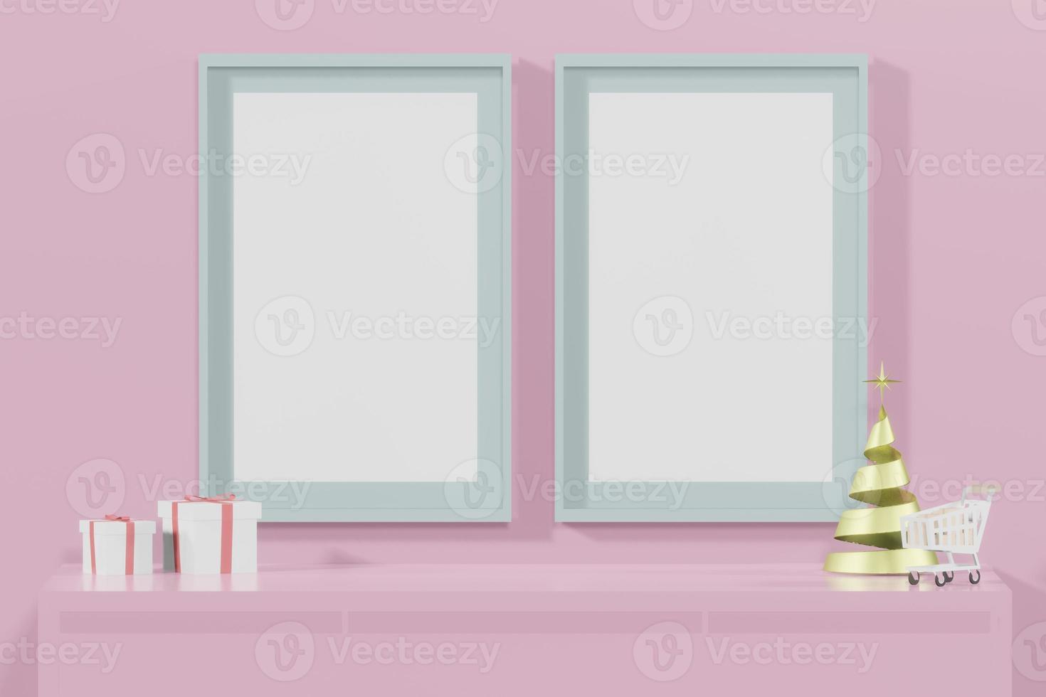 3d rendering illustration of mockup frame for product placement in minimal de photo