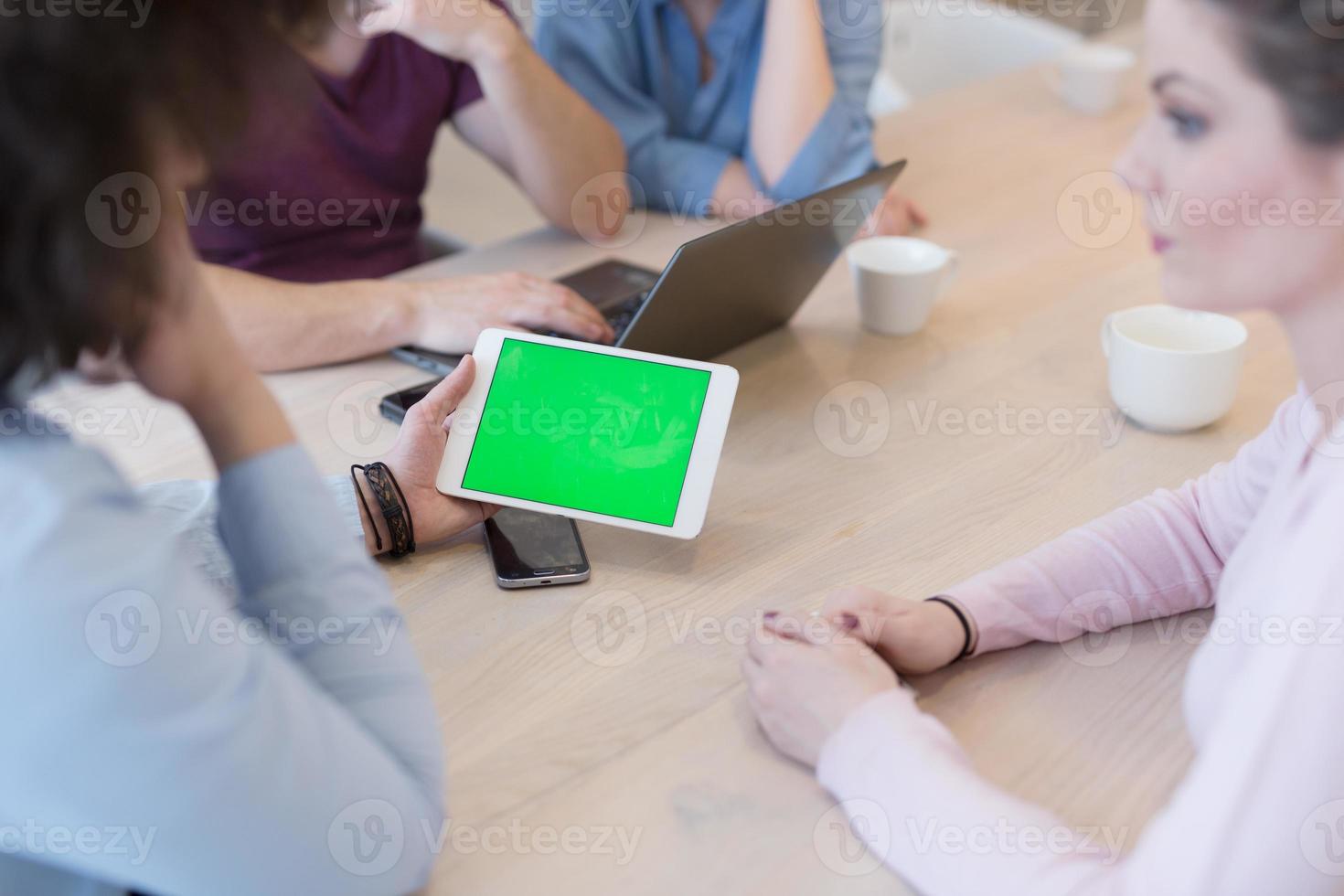 Startup Business Team At A Meeting at modern office building photo
