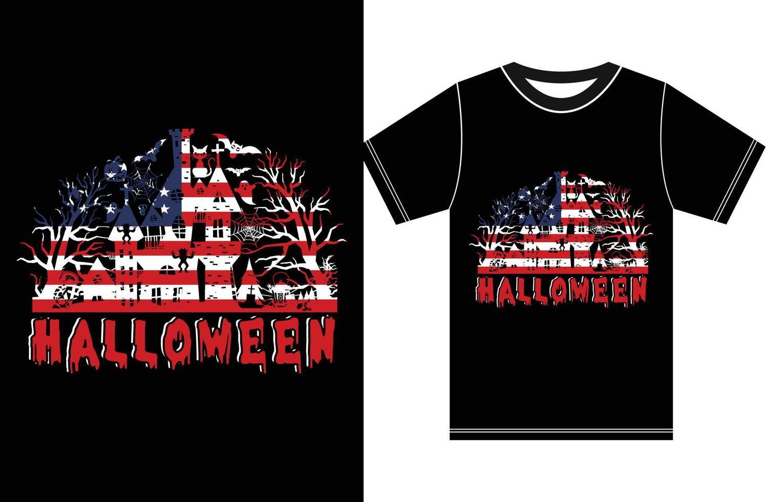 bandera americana con diseño de camiseta de halloween. feliz halloween. camiseta de fiesta de halloween. camiseta de tipografía de halloween. vector