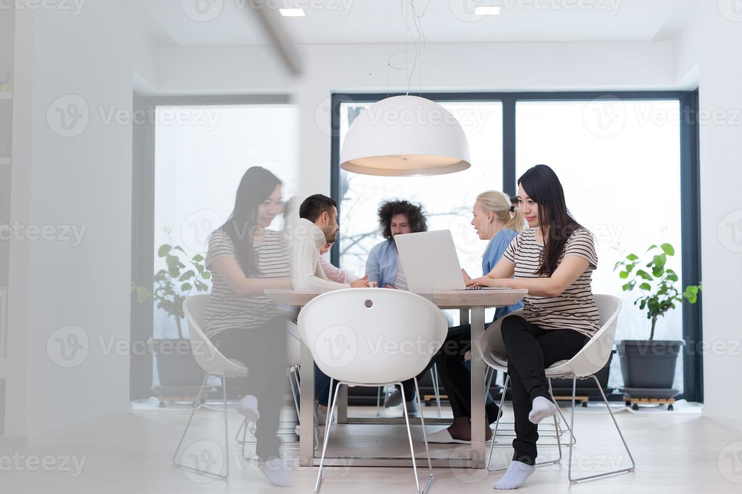 Startup Business Team At A Meeting at modern office building photo