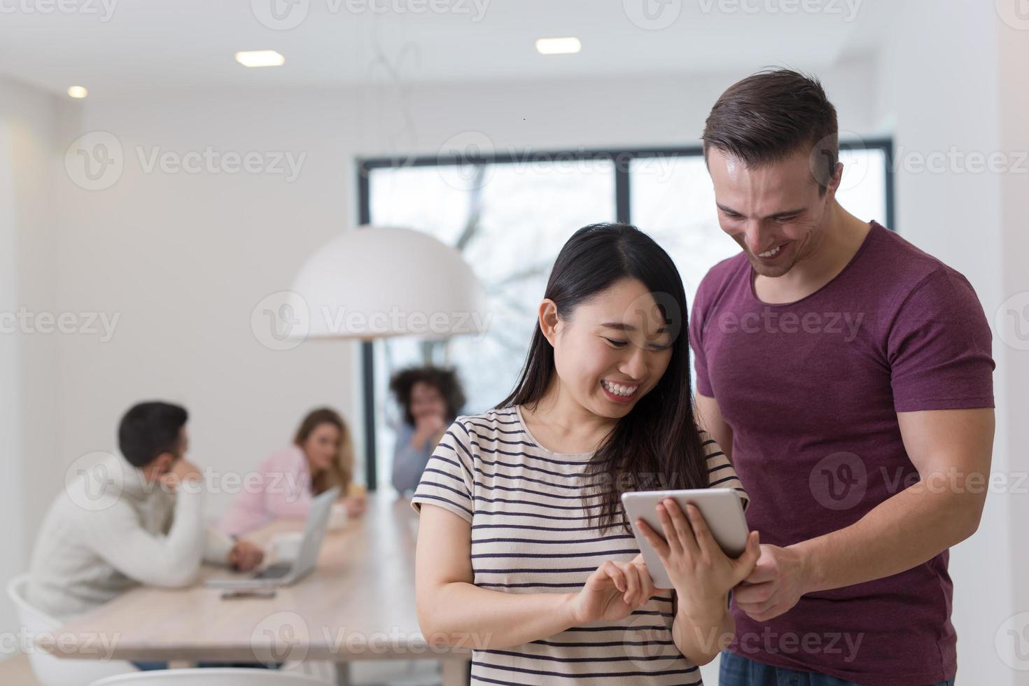 Startup Business Team At A Meeting at modern office building photo