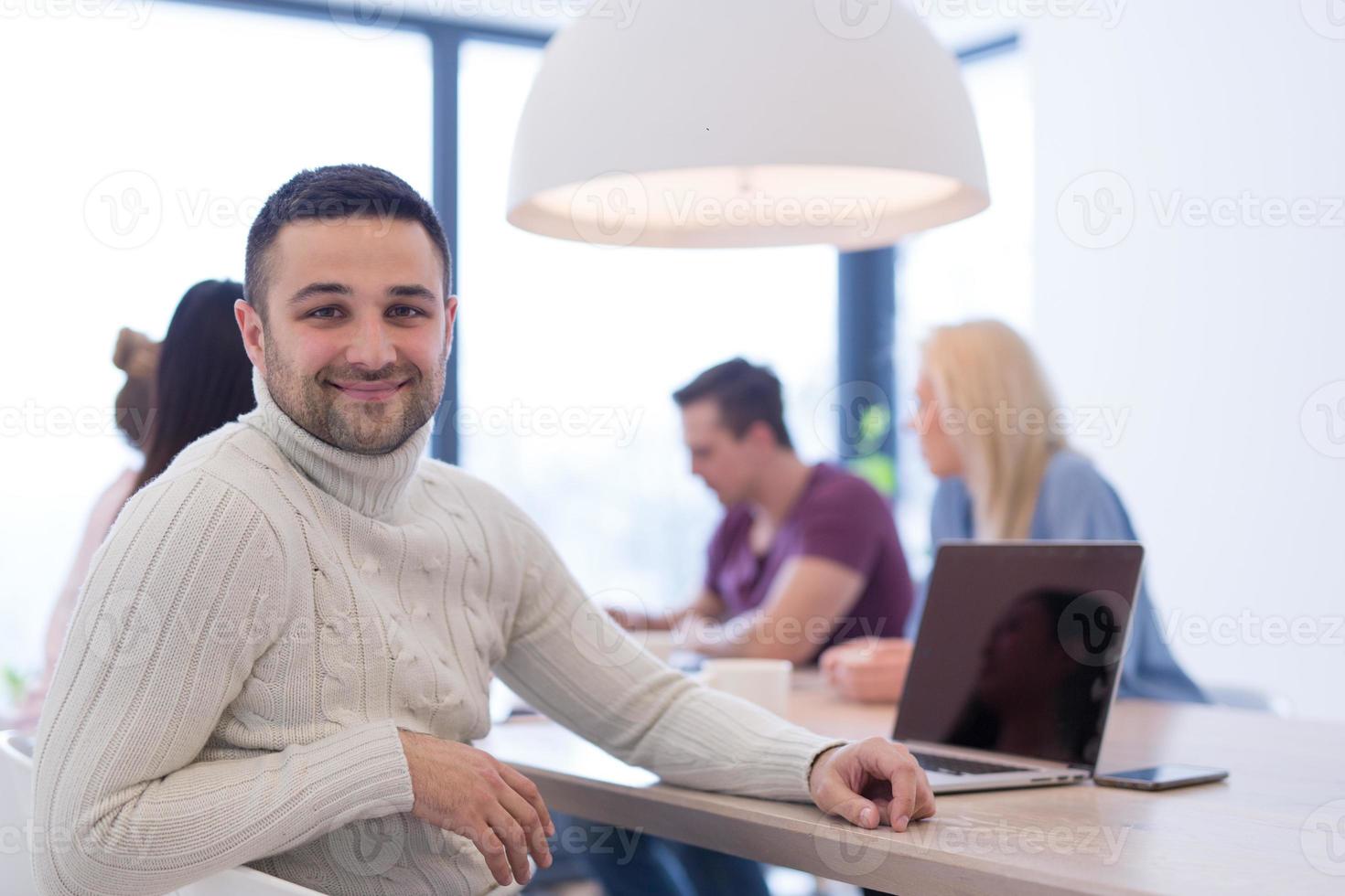 Startup Business Team At A Meeting at modern office building photo